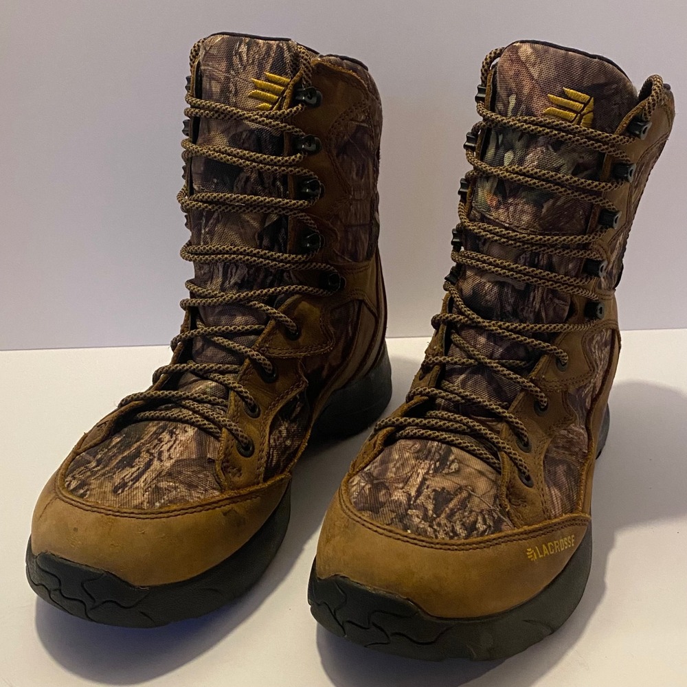 Lacrosse Clear Shot Hunting Boots Mens 9 Brown Camo Excellent Waterproof 542160